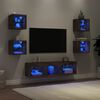vidaXL Unit&eacute;s murales TV avec LED 7 pcs ch&ecirc;ne fum&eacute; bois d'ing&eacute;nierie