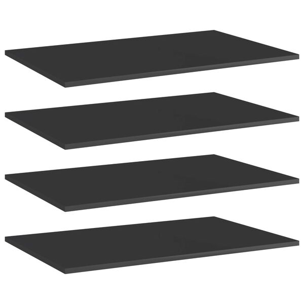vidaXL Panneaux biblioth&egrave;que 4 pcs Noir brillant 80x50x1,5cm Agglom&eacute;r&eacute;
