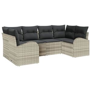 vidaXL Ensemble de canap&eacute; de jardin 6 pcs Gris clair polyrotin