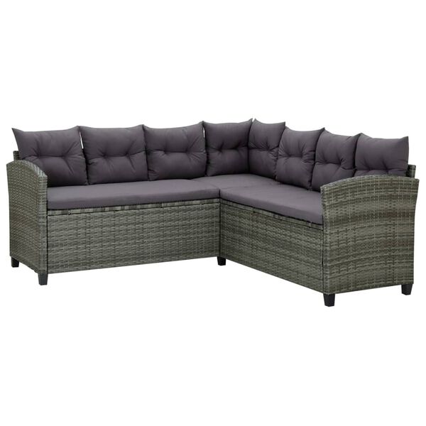 vidaXL Salon de jardin 6 pcs avec coussins résine tressée gris