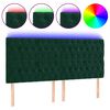 vidaXL T&ecirc;te de lit &agrave; LED Vert fonc&eacute; 180x7x118/128 cm Velours