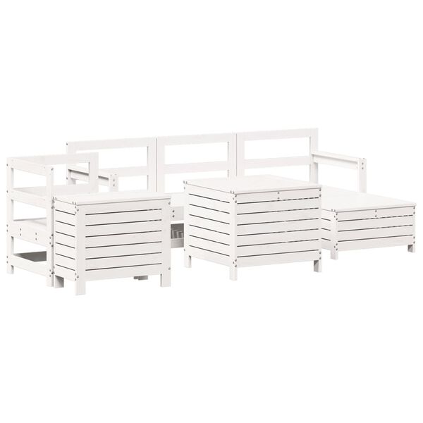 vidaXL Salon de jardin 7 pcs blanc bois de pin massif