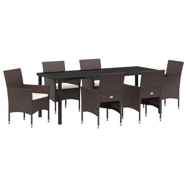 vidaXL Ensemble de salle &agrave; manger pour jardin 7 pcs Marron polyrotin