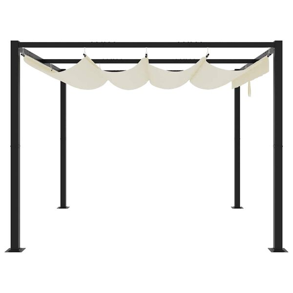 vidaXL Tonnelle de jardin avec toit r&eacute;tractable cr&egrave;me 3x3 m acier