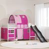 vidaXL Lit mezzanine pour enfants Blanc et rose 90 x 200 cm M&eacute;tал