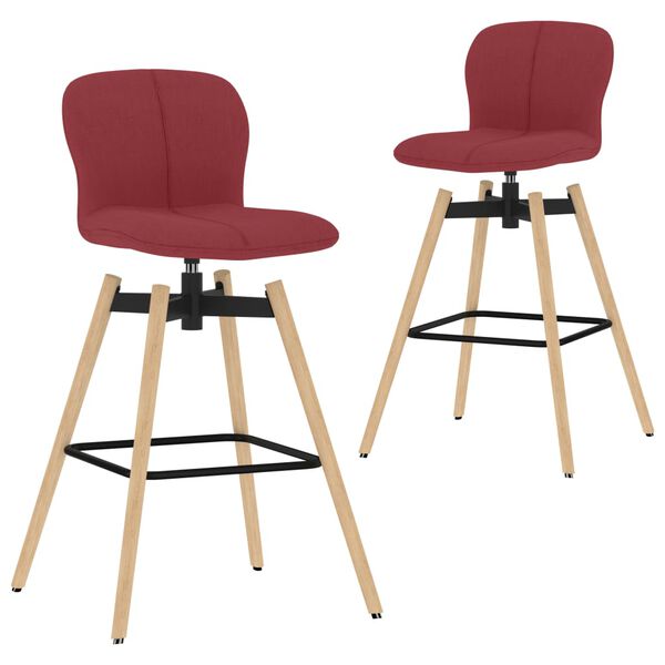 vidaXL Chaises pivotantes de bar lot de 2 bordeaux tissu