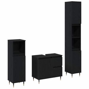vidaXL Ensemble de mobilier de salle de bain 3 pc Ch&ecirc;ne noir