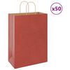 vidaXL Sacs en papier 50 pcs avec poign&eacute;es rouge 32x17x44 cm