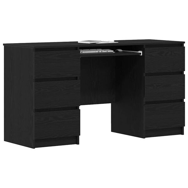 vidaXL Bureau Ch&ecirc;ne noir 140 x 50 x 76 cm Bois d'ing&eacute;nierie