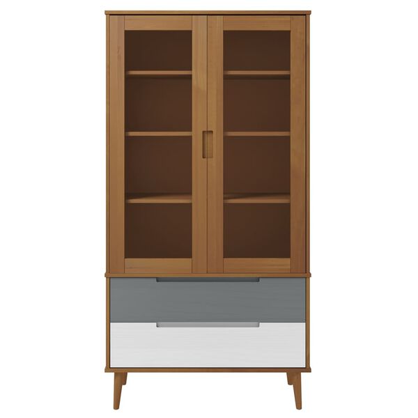 vidaXL Armoire &agrave; vitrine MOLDE Marron 90x35x175 cm Bois de pin massif