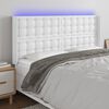 vidaXL T&ecirc;te de lit &agrave; LED Blanc 163x16x118/128 cm Similicuir