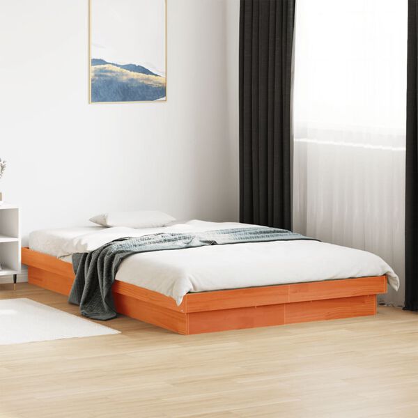 vidaXL Cadre de lit &agrave; LED sans matelas 120x190 cm bois massif