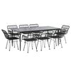 vidaXL Ensemble &agrave; manger de jardin 9 pcs Noir R&eacute;sine tress&eacute;e