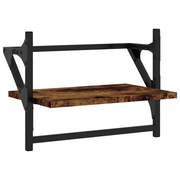 vidaXL &Eacute;tag&egrave;res murales avec barres 2 pcs ch&ecirc;ne fum&eacute; 40x25x30 cm