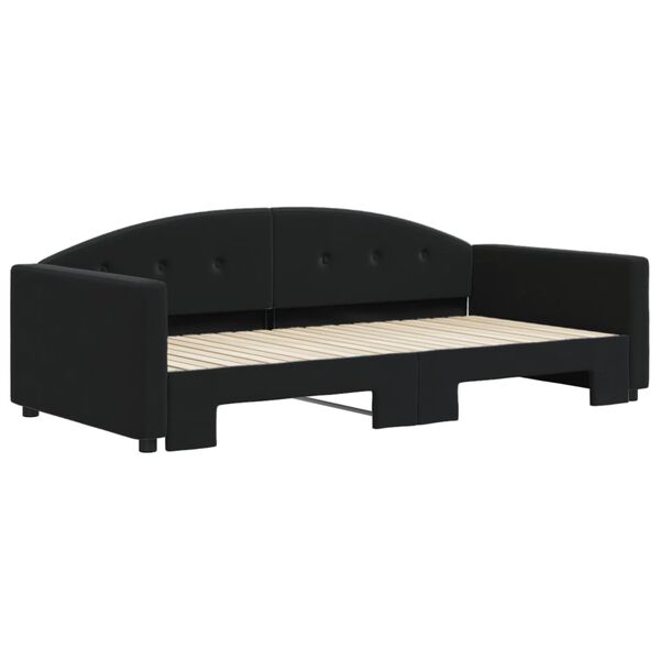 vidaXL Lit de jour avec gigogne sans matelas noir 100x200 cm