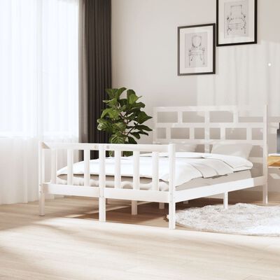 vidaXL Cadre de lit Blanc Bois de pin massif 140x200 cm