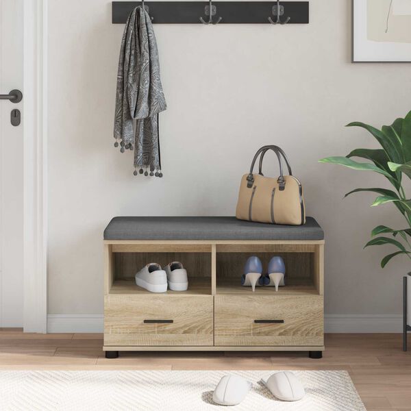 vidaXL Banc d'entr&eacute;e avec coussin Ch&ecirc;ne Sonoma 80 x 38 x 46 cm