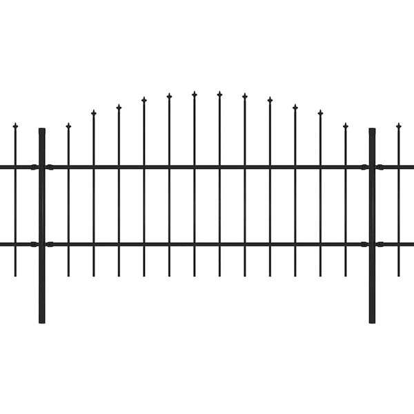 vidaXL Cl&ocirc;ture de jardin avec dessus en forme de lance en acier 1426 x 100 cm Noir