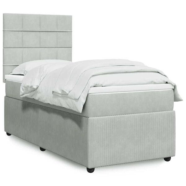 vidaXL Sommier &agrave; lattes de lit et matelas Gris clair 80x200 cm Velours