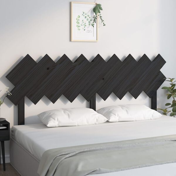 vidaXL T&ecirc;te de lit Noir 178x3x80,5 cm Bois massif de pin
