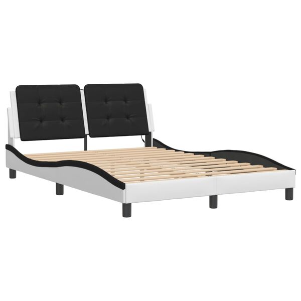 vidaXL Cadre de lit avec LED sans matelas Zadar blanc et noir 140x190 cm