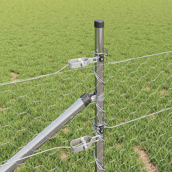 vidaXL Cl&ocirc;ture avec poteaux Argent 1 x 50 m Acier recouvert de PVC