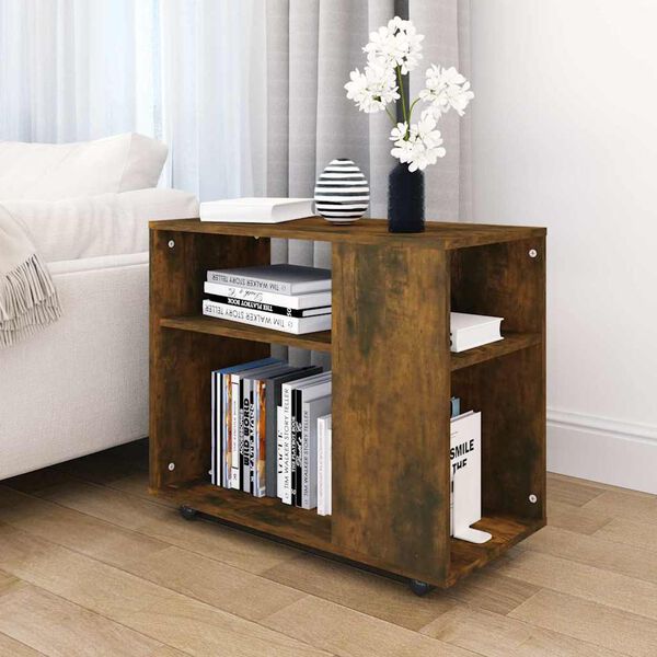 vidaXL Table d'appoint Ch&ecirc;ne fum&eacute; 70x35x55 cm Bois d'ing&eacute;nierie