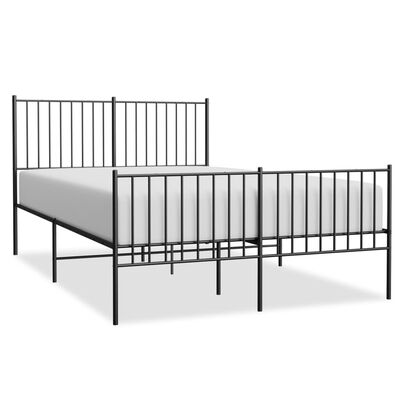 vidaXL Cadre de lit métal sans matelas avec pied de lit noir 135x190cm