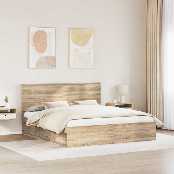 vidaXL Cadre de lit Sonoma 180 x 200 cm Bois de pin massif
