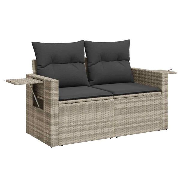 vidaXL Salon de jardin 4 pcs avec coussins gris clair résine tressée