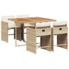 vidaXL Ensemble &agrave; manger de jardin avec coussins 5pcs Beige poly rotin