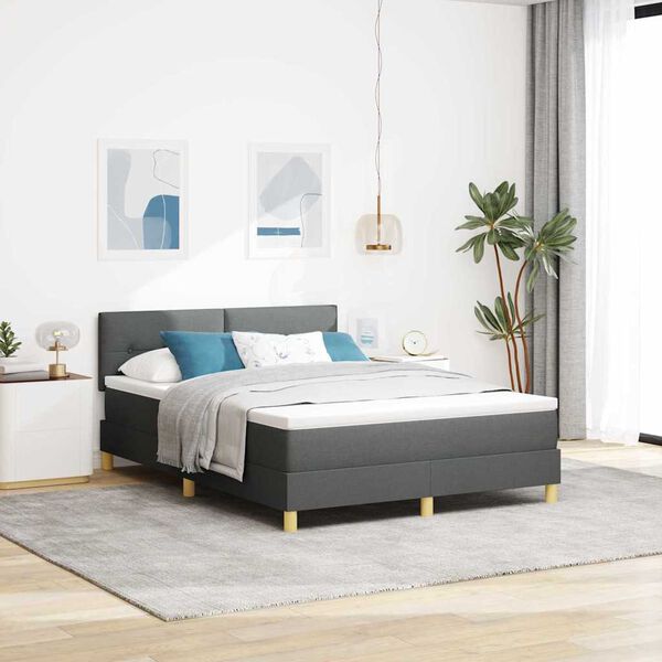 vidaXL Lit boxspring avec matelas Gris fonc&eacute; 160 x 200 cm tissu