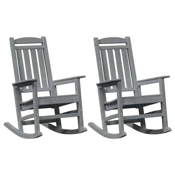 vidaXL Chaise &agrave; bascule 2 pcs Gris clair 92 x 70 x 108 cm Poly&eacute;thyl&egrave;ne