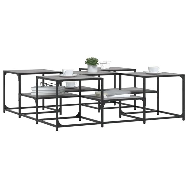 vidaXL Table basse sonoma gris 121x121x40 cm bois d'ing&eacute;nierie