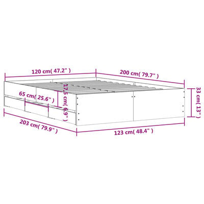 vidaXL Cadre de lit avec tiroirs sans matelas blanc 120x200 cm