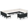 vidaXL Salon de jardin 12 pcs avec coussins r&eacute;sine tress&eacute;e noir