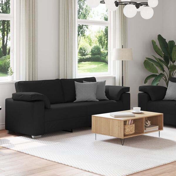 vidaXL Canap&eacute; 2 pcs Noir 219 x 80 x 82 cm tissu