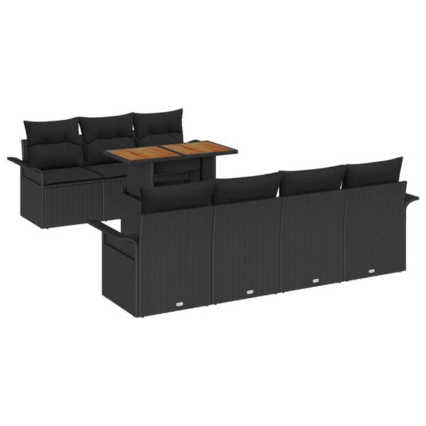 vidaXL Ensemble de canap&eacute; de jardin avec coussin 8 pcs Noir