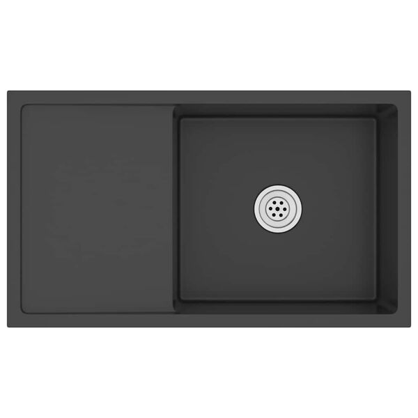 vidaXL &Eacute;vier de cuisine fait main Noir Acier inoxydable