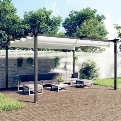 vidaXL Tonnelle de jardin avec toit rétractable 4x3 m Crème