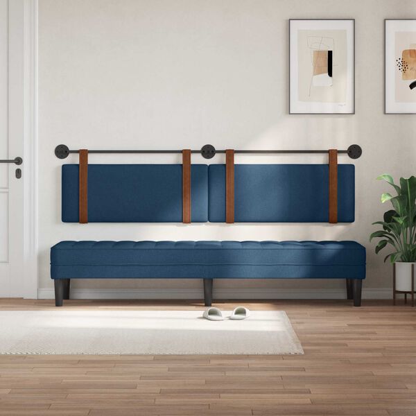 vidaXL T&ecirc;te de lit suspendue Uni Bleu 210 x 55 x 5 cm PU antique