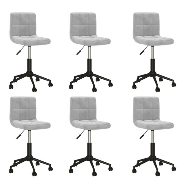 vidaXL Chaises pivotantes &agrave; manger lot de 6 gris clair velours