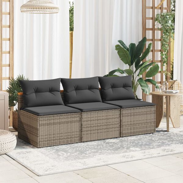 vidaXL Canap&eacute;s de jardin sans accoudoirs avec coussins 2 pcs gris