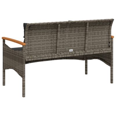 vidaXL Banc de jardin avec coussins 116x62,5x74 cm gris résine tressée