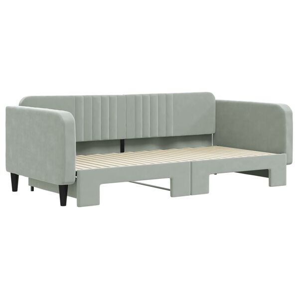 vidaXL Lit de jour avec gigogne sans matelas gris clair 100x200 cm