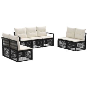 vidaXL Ensemble de canap&eacute; de jardin 7 pc Noir polyrotin