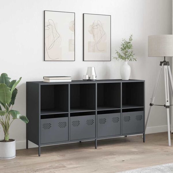 vidaXL Buffet anthracite 135x39x73,5 cm acier laminé à froid
