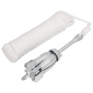 vidaXL Ancre pliable avec corde argent&eacute; 2,5 kg fer mall&eacute;able