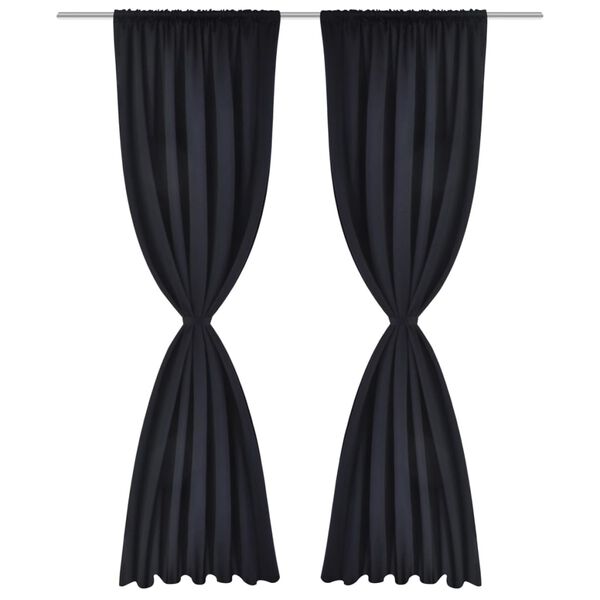 2 pcs Rideau Blackout Occultant Noir Tête à Fente 135 x 245 cm