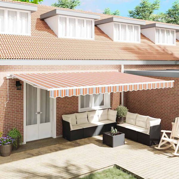 vidaXL Auvent R&eacute;tractable Multicolore 500 &times; 300 cm Polyester et m&eacute;tal